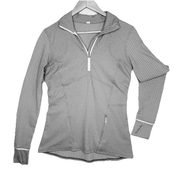 lululemon athletica Tops - Lululemon Women's Kanto Catch Me 1/2 Zip Top Heather White Slate grey Size 8